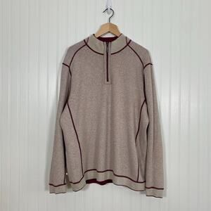 Tommy Bahama Mens 1/4‎ Zip Pullover Sweater Size L Reversible Preppy Golf Coach